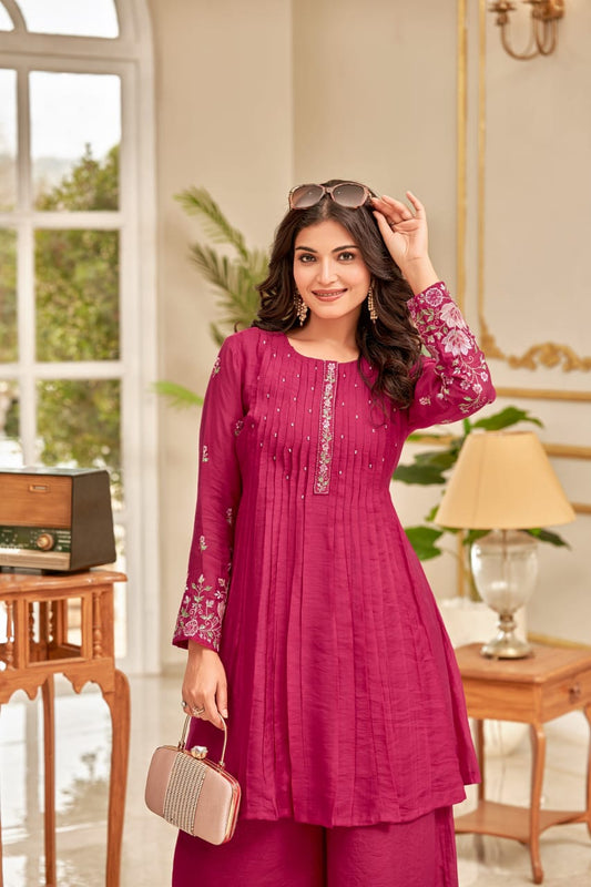Ruhani – Pink Embroidered Festive Co-ord Set
