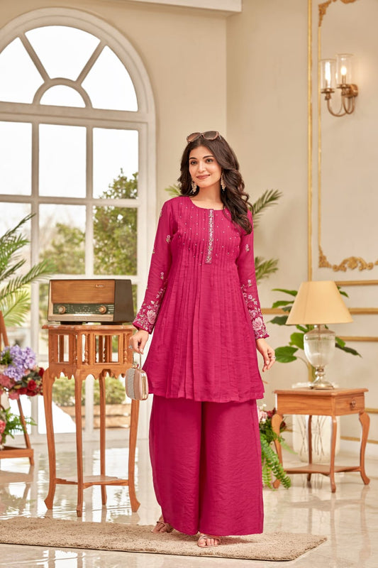 Ruhani – Pink Embroidered Festive Co-ord Set