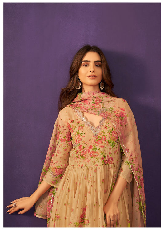 Noor-e-Rang – Beige Anarkali Set