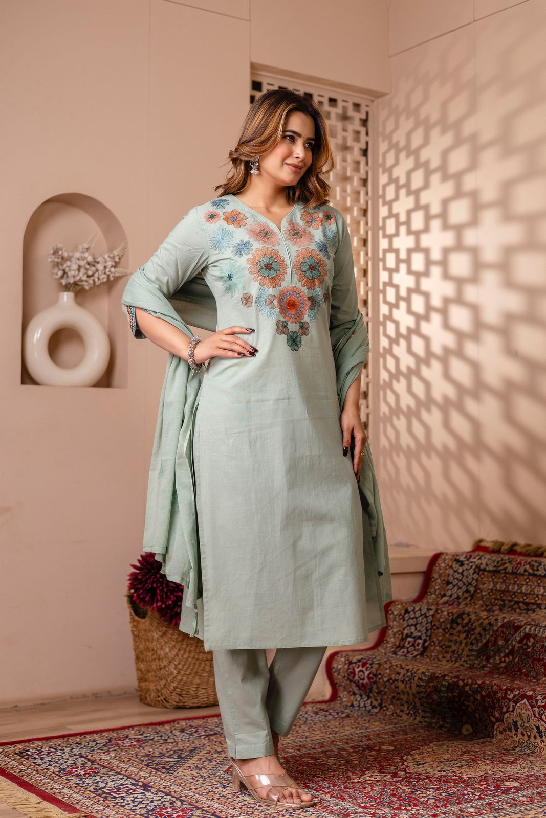 Mehak –  Embroidered Cotton Straight Suit