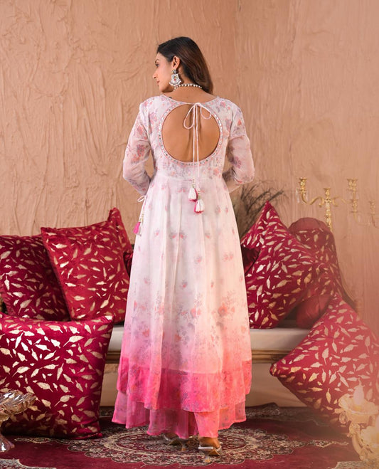 Zohra – Blush Pink Floral Anarkali Suit Set