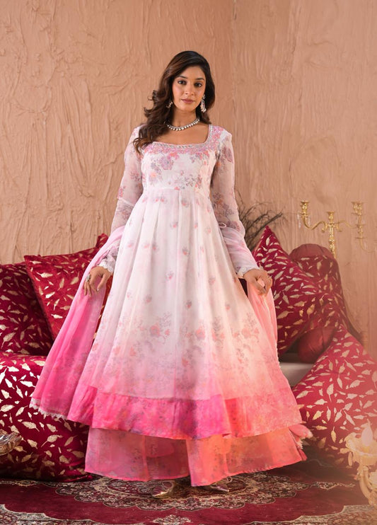 Zohra – Blush Pink Floral Anarkali Suit Set