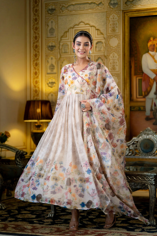 Sahra – Beige Anarkali Suit Set | Festive Ethnic Wear for Women