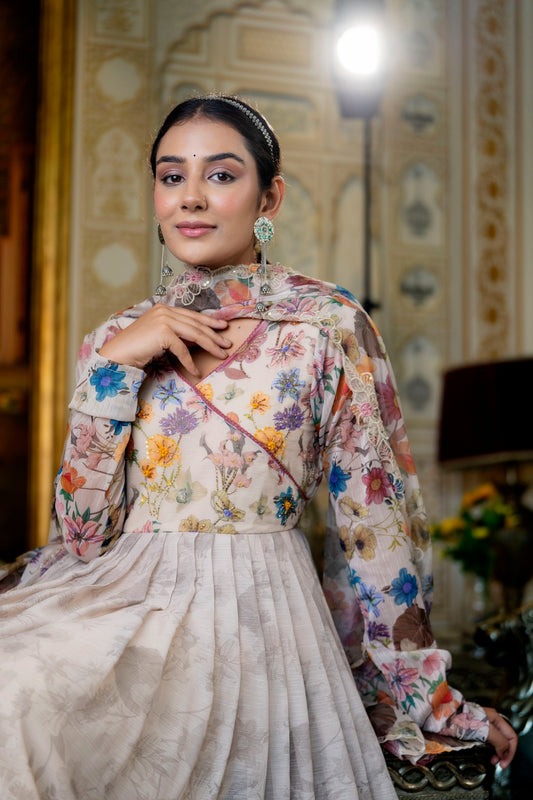 Sahra – Beige Anarkali Suit Set | Festive Ethnic Wear for Women