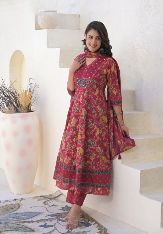 Rivaayat – Maroon Anarkali Suit Set with Dupatta | Traditional Ethnic Wear for Women