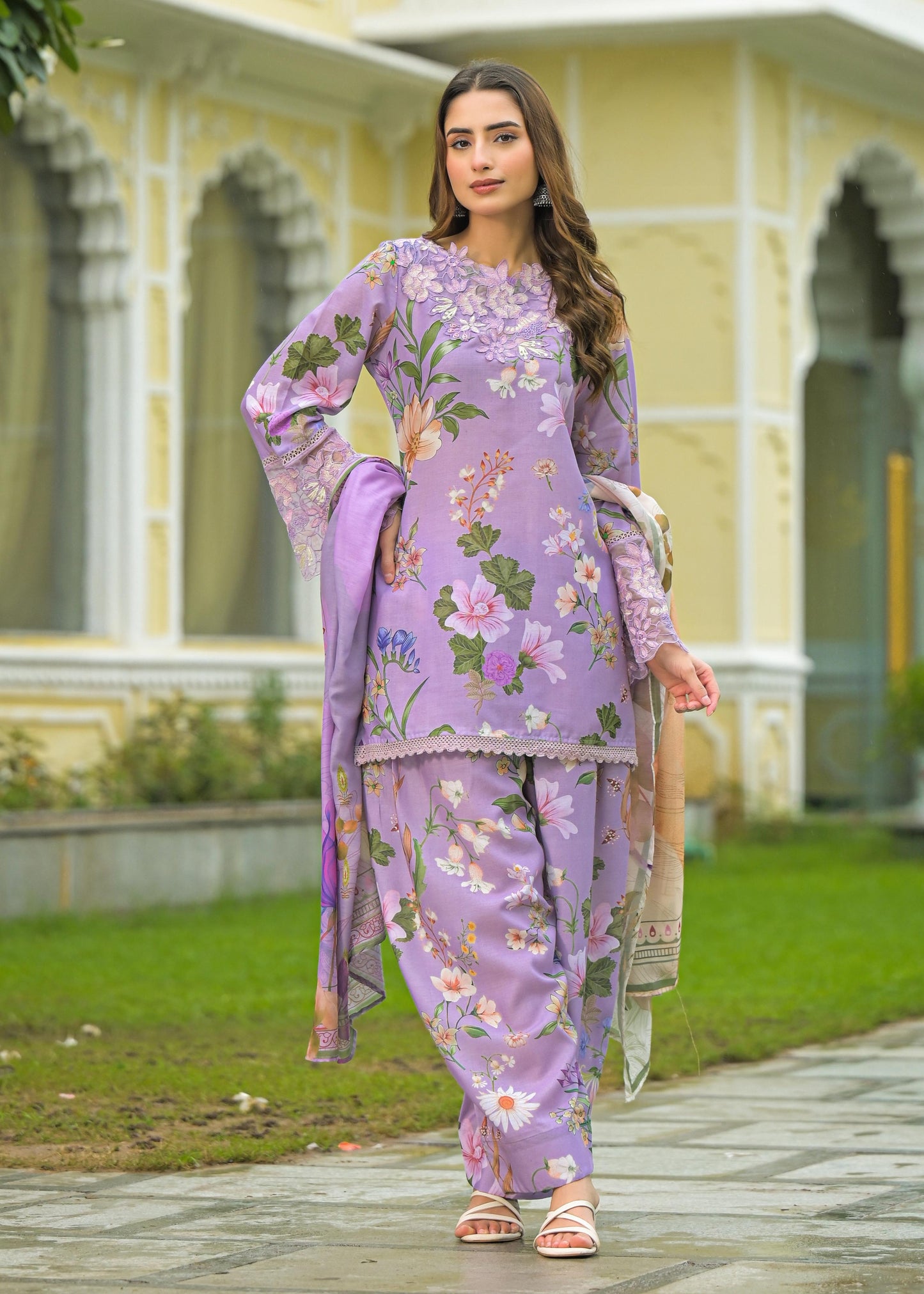 Mizaaj – Cotton Farsi Salwar Suit Set with Dupatta | Available in Purple & Coffee | Elegant Ethnic Wear for Women