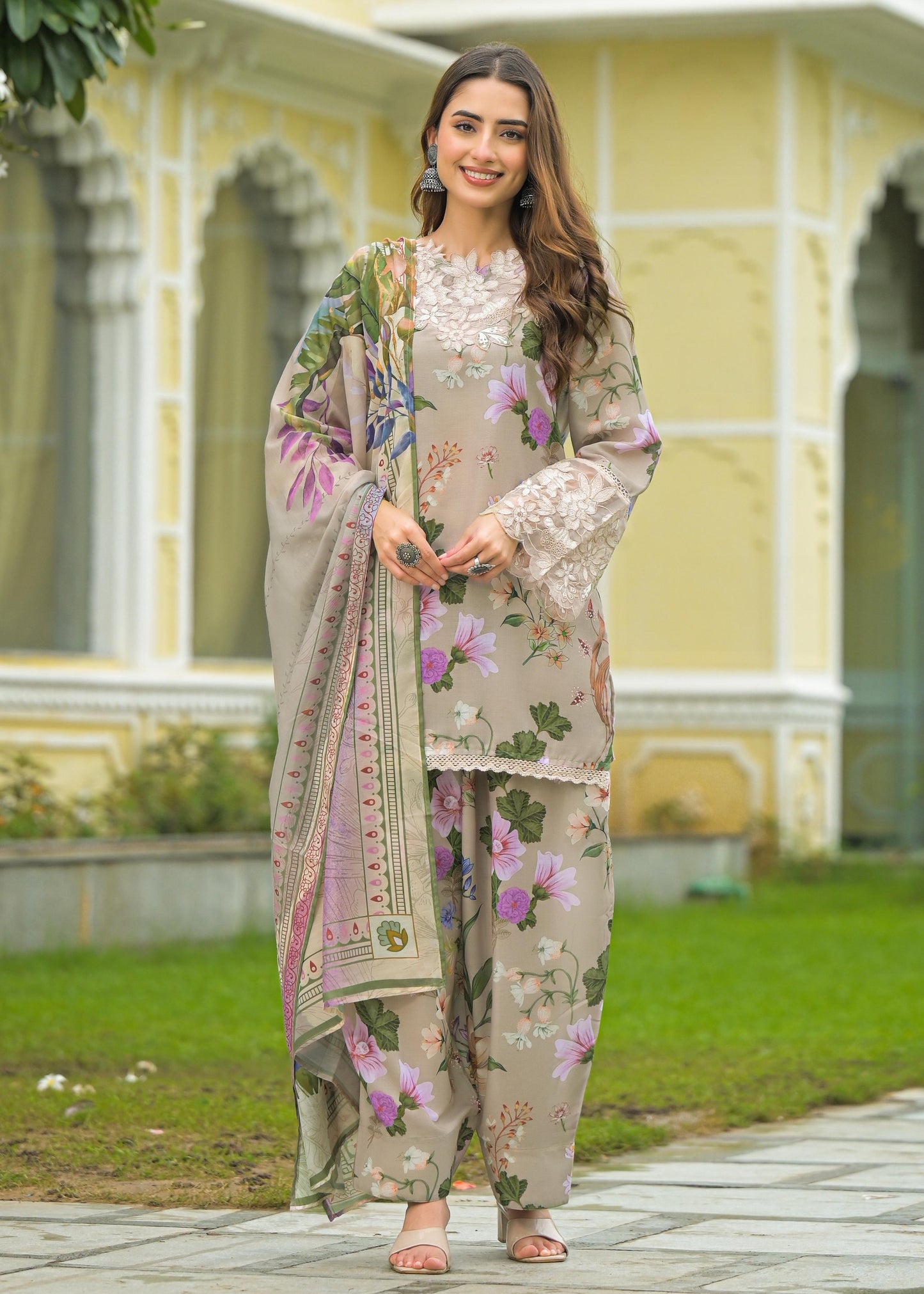 Mizaaj – Cotton Farsi Salwar Suit Set with Dupatta | Available in Purple & Coffee | Elegant Ethnic Wear for Women