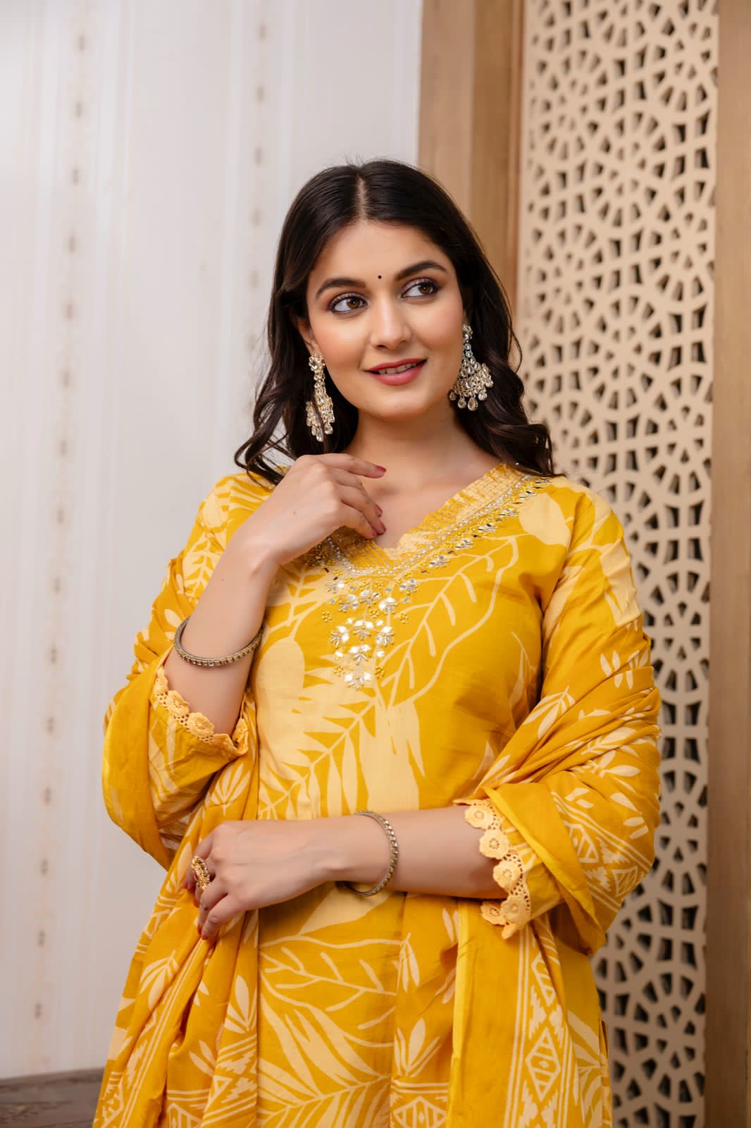 Misaal – Yellow Cotton Suit Set with Palazzo & Dupatta | Daily & Office Wear Ethnic Outfit for Women