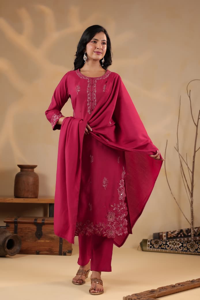 Deedar – Brown & Pink Roman Silk Designer Suit Set with Dupatta | Festive Ethnic Wear for Women