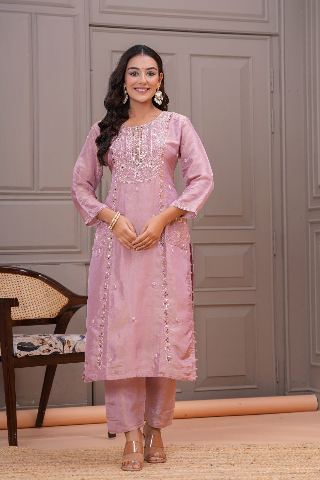 Shagufta – Lavender Hand Embroidered Suit Set with Dupatta | Designer Indian Ethnic Wear for Women