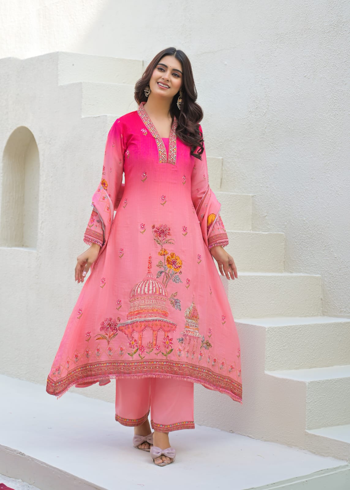 Khush-adaa – Pink Silk Apple-Cut Suit Set with Embroidered Dupatta | Boutique Designer Outfit & Festive Pinterest-Worthy Suit for Women