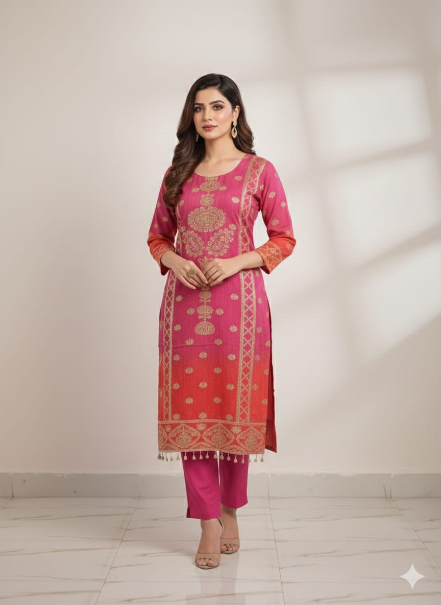 Nigaah-e-Lutf – Gaajri Silk Suit Set with All-Over Embroidery & Dupatta | Premium Designer Ethnic Wear for Women