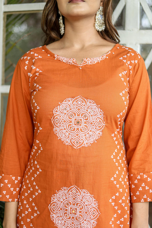 Rukhsar – Rust Block Printed Cotton Suit Set