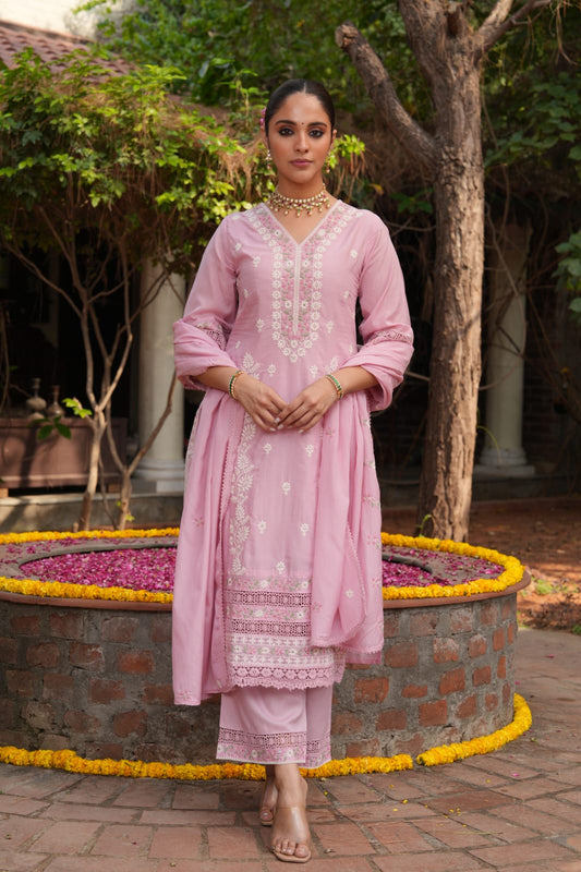 Inayat – Lavender Mul Chanderi Suit