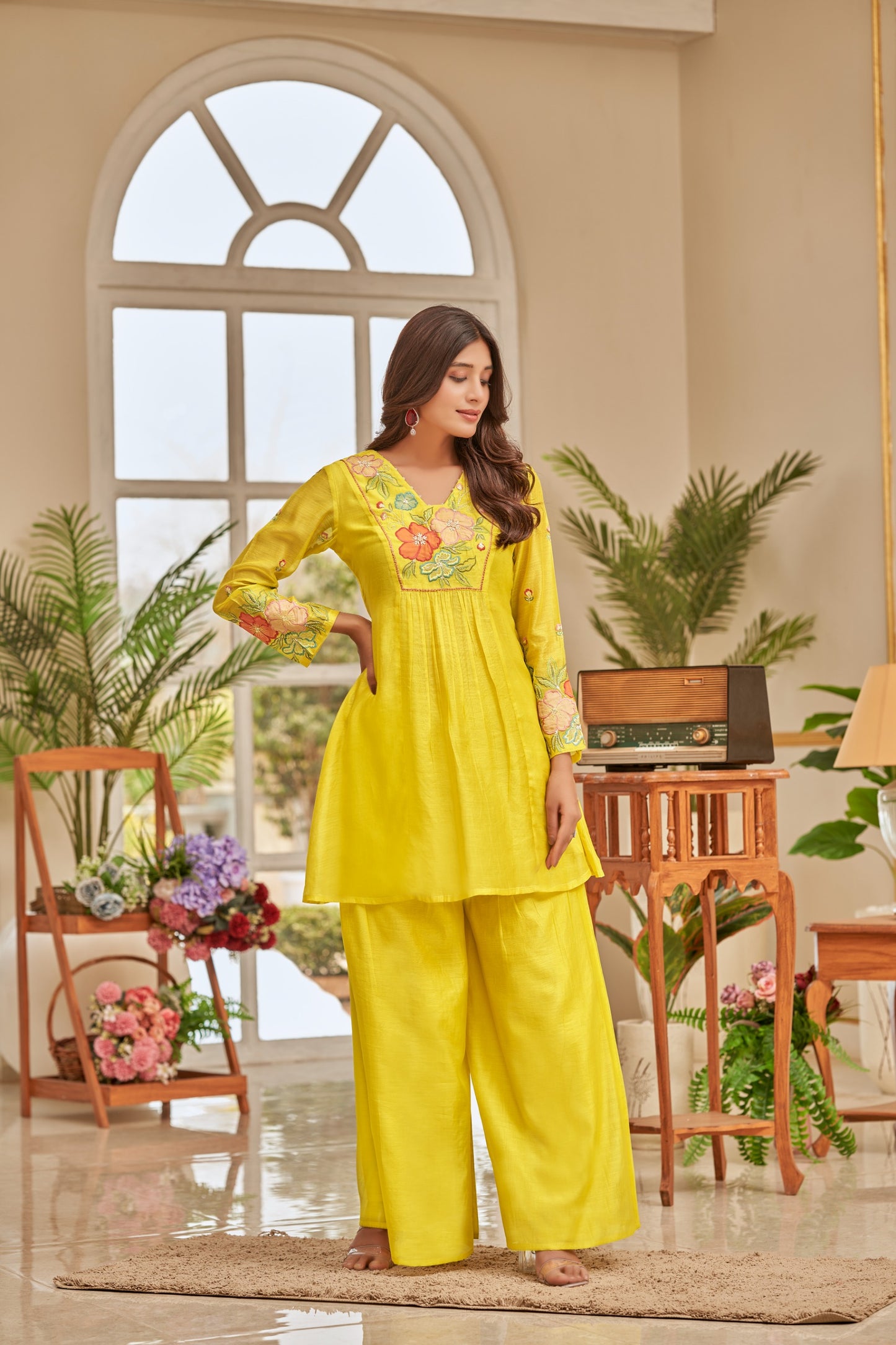 Zehra – Yellow Embroidered Festive Co-ord Set