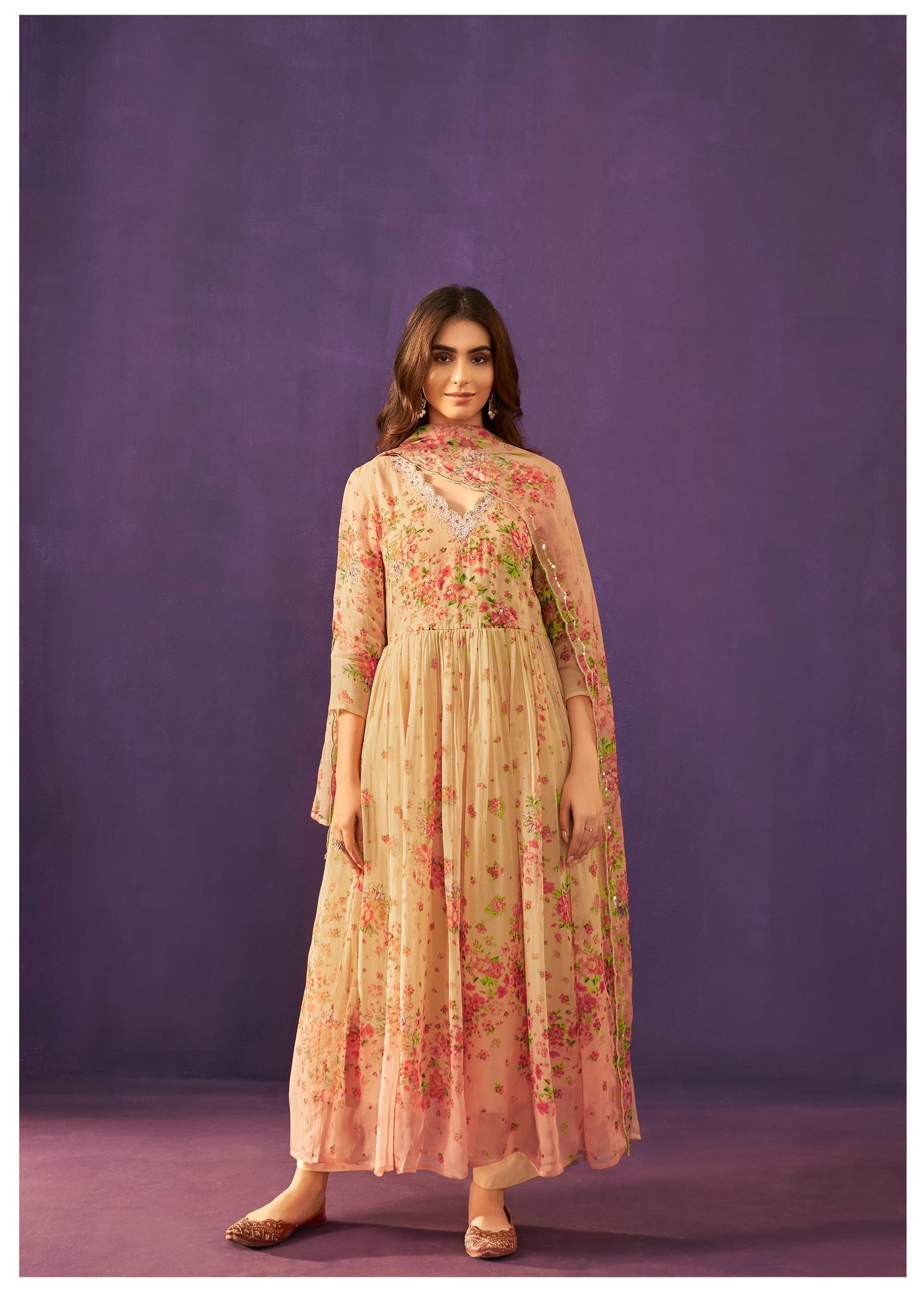 Noor-e-Rang – Beige Anarkali Set