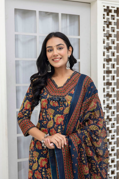 Serenité – Blue Cotton Suit Set