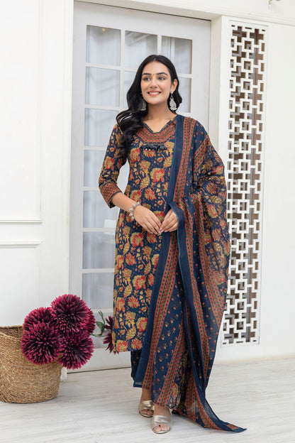 Serenité – Blue Cotton Suit Set