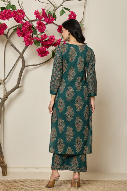 Bahaar – Green Printed Cotton Suit Set
