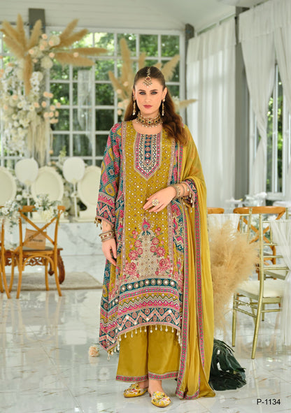 Zarnish – Mustard Premium Crepe Suit Set | Festive Luxury Ethnic Wear for Women