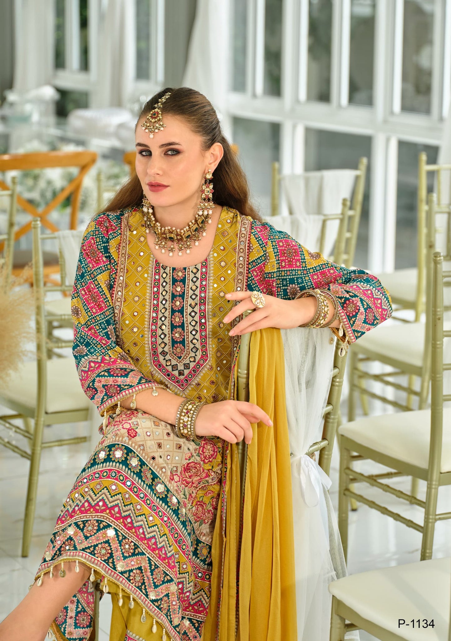 Zarnish – Mustard Premium Crepe Suit Set | Festive Luxury Ethnic Wear for Women