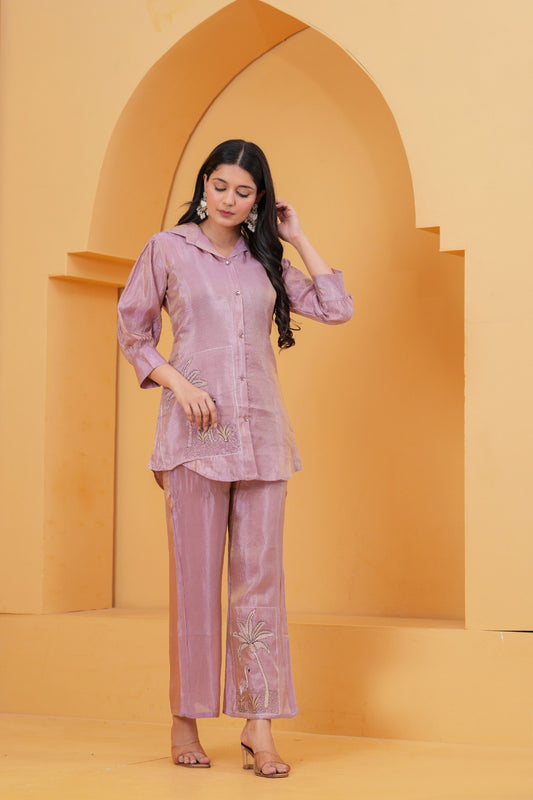 Manzar – Peach Short Kurta Co-ord Set