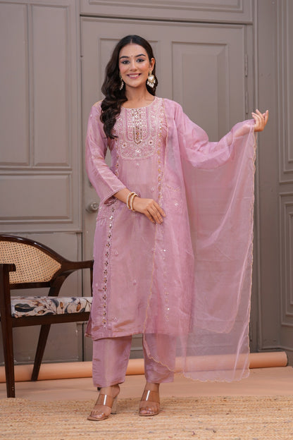 Shagufta – Lavender Hand Embroidered Suit Set with Dupatta | Designer Indian Ethnic Wear for Women