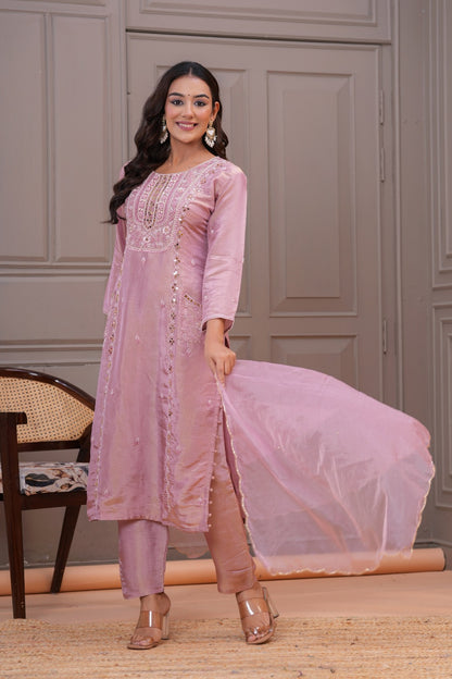 Shagufta – Lavender Hand Embroidered Suit Set with Dupatta | Designer Indian Ethnic Wear for Women