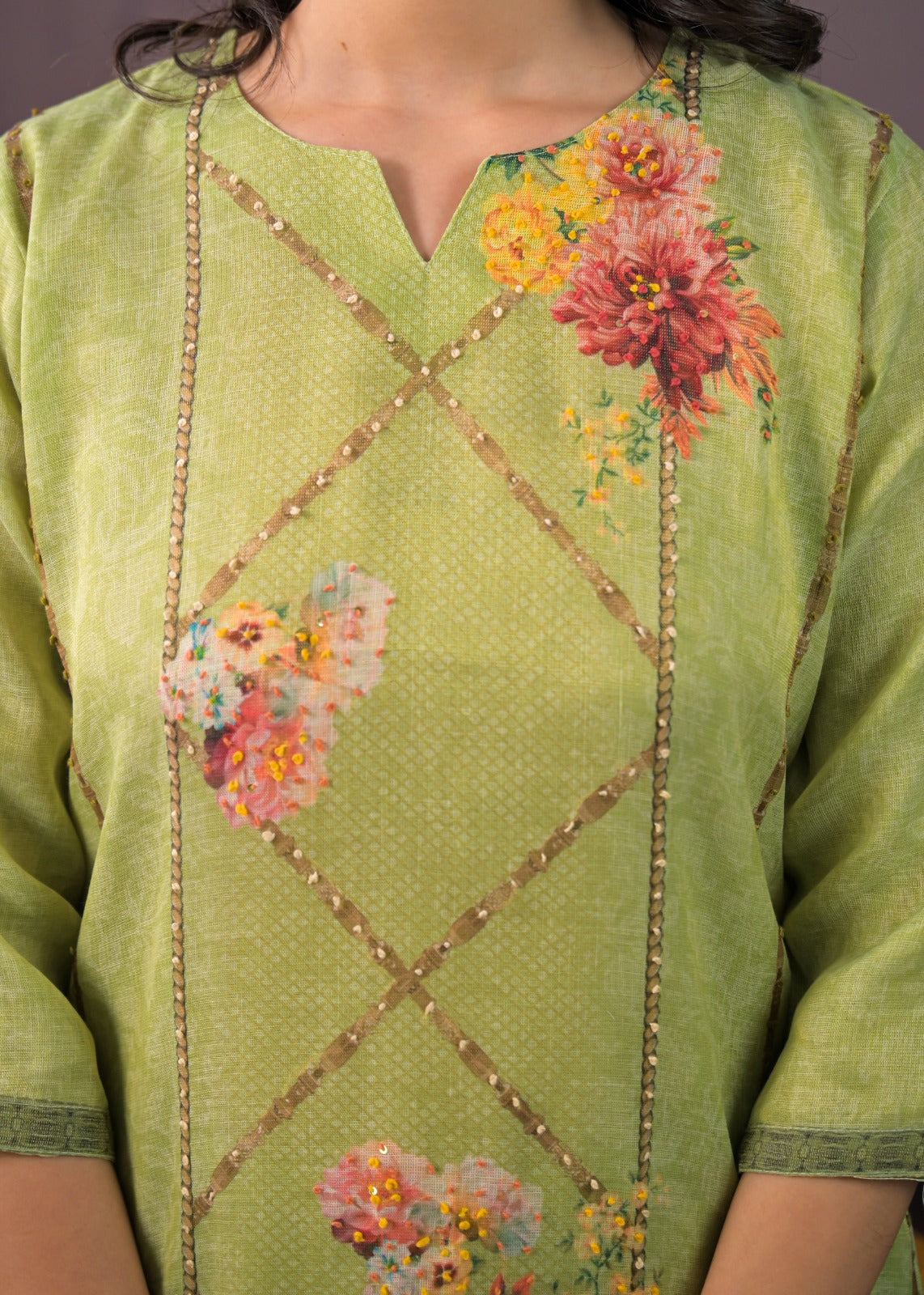 Imaan – Green Linen Co-ord Set for Women | Stylish Ethnic Co-ord Set with Palazzo