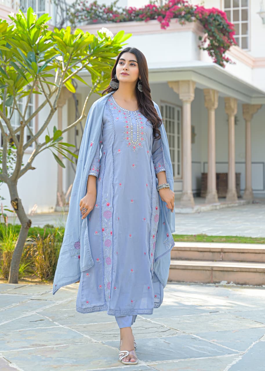 Fida – Pure Cotton A-Line Dupatta Set | Teej & Grah Pravesh Special