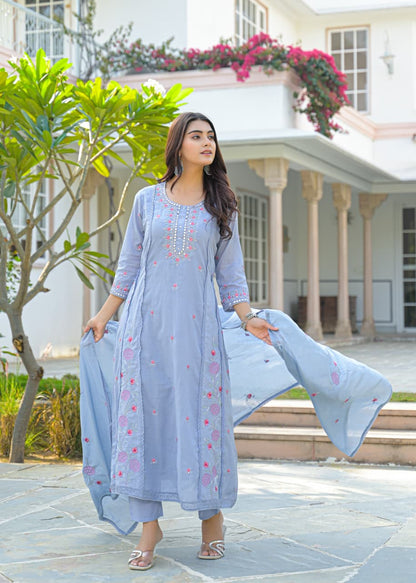Fida – Pure Cotton A-Line Dupatta Set | Teej & Grah Pravesh Special