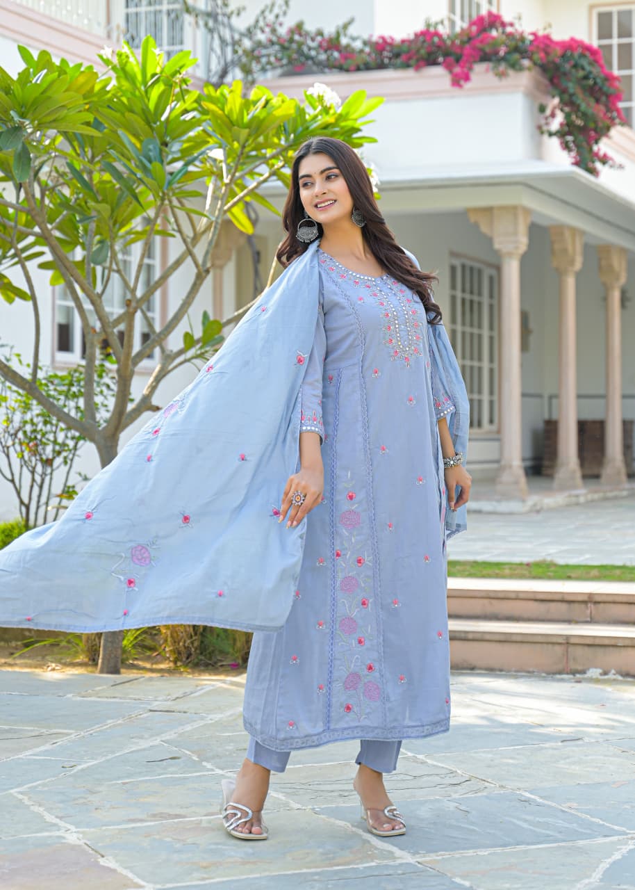 Fida – Pure Cotton A-Line Dupatta Set | Teej & Grah Pravesh Special
