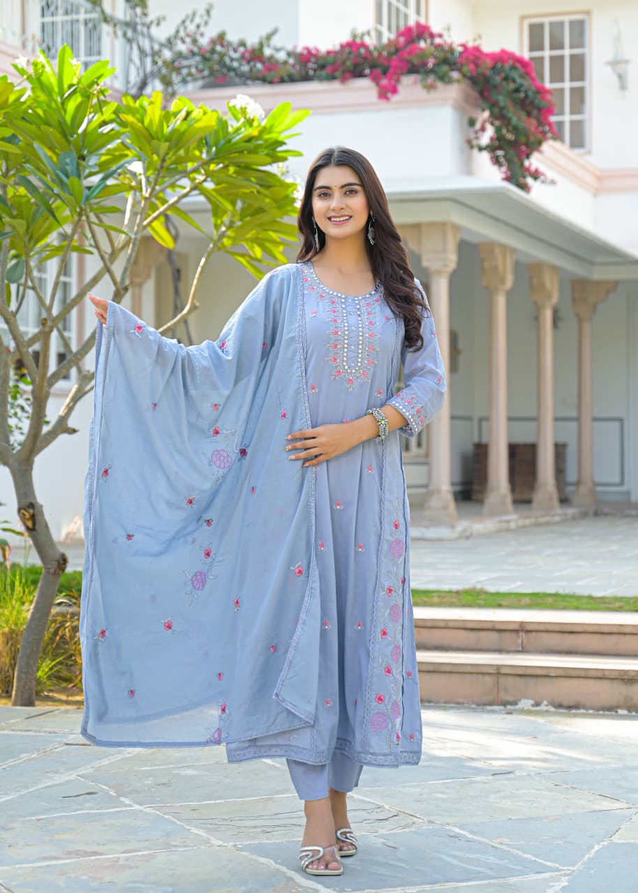 Fida – Pure Cotton A-Line Dupatta Set | Teej & Grah Pravesh Special